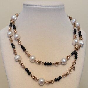 Honora Italy Bronze Station Necklace 10mm White Pearls